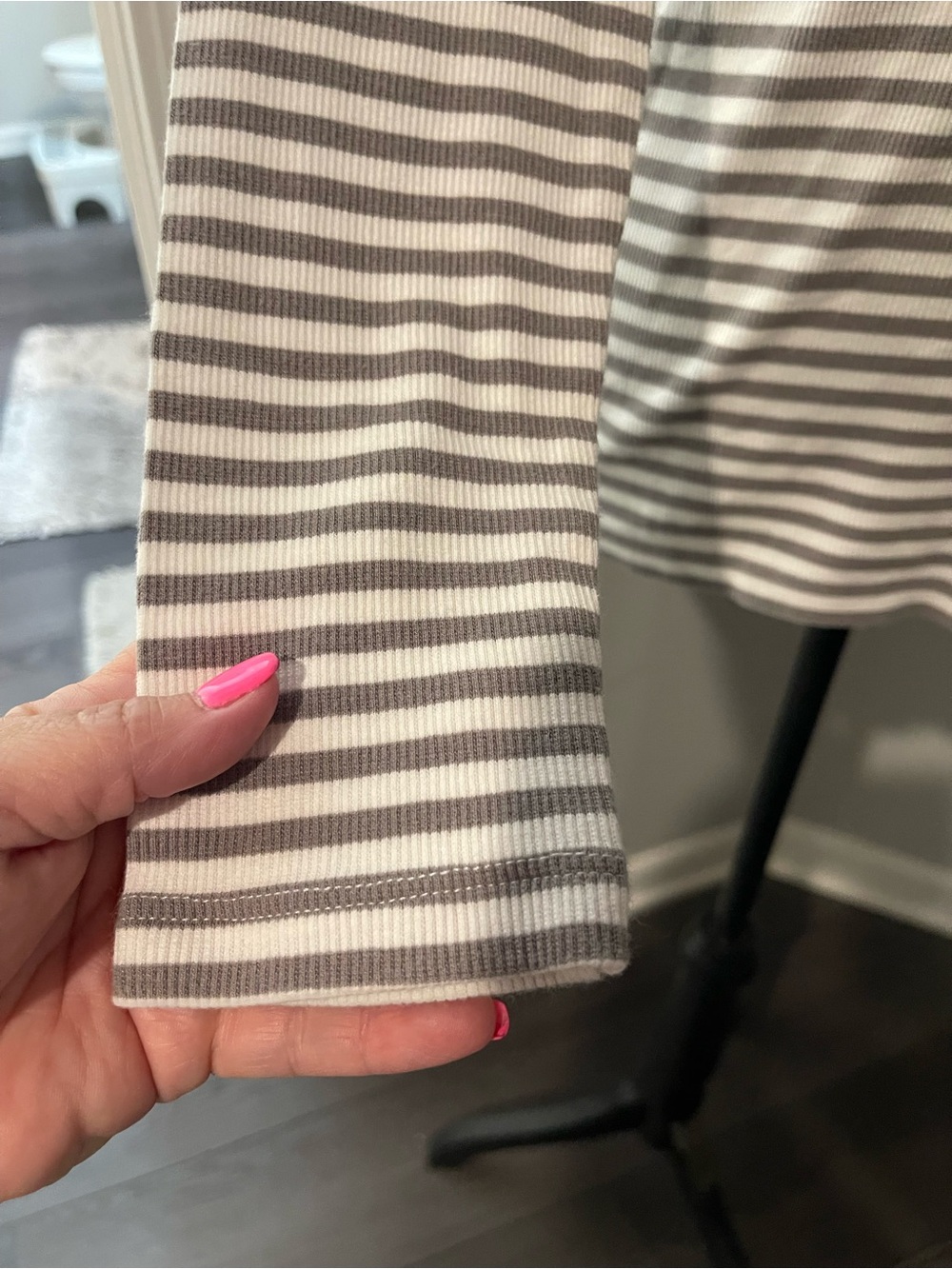 J crew Gray & White Striped Long Sleeve Tee - Picture 4 of 7